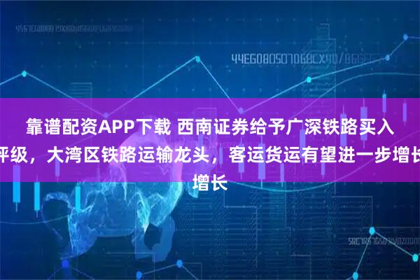 靠谱配资APP下载 西南证券给予广深铁路买入评级，大湾区铁路运输龙头，客运货运有望进一步增长